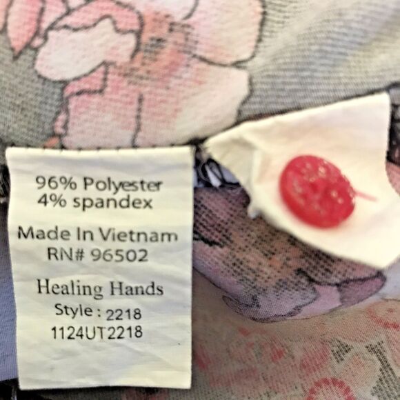 Premiere by Healing Hands Isabel Top Womens XS Moonlit Flowers Pockets Scrubs - Picture 10 of 11